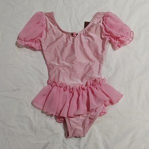 PrimaSoft Pink Rosebud Puff Sleeve Skirted Leotard Child 8-10